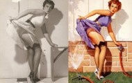 Photos from which the painted pin-up