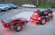 Cars with trailers in miniature