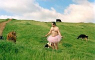 A man with a pink tutu