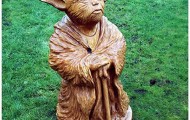 Sculptures made of felled trees