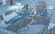On the pavement with chalk