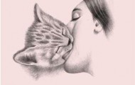 Cartoons: Human kissing young animals