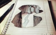 Three-dimensional drawings in pencil