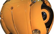 Rolled up Volkswagen Beetle