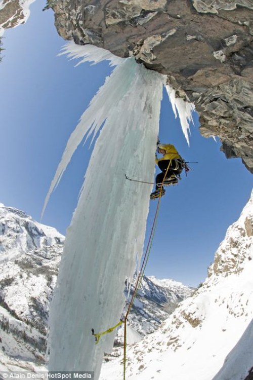 climb frozen waterfall