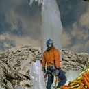 Desperate climbers climbed a frozen waterfall