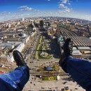 Crazy man playing on high