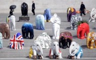 Unusual sculptures of elephants
