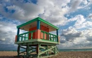 Colorful lifeguards houses in Miami beach