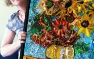 Famous paintings and portraits recovered using scrap materials from Jane Perkins