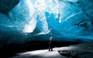 Inside the crystal ice cave in Iceland