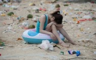 Looks like a beach in China after visiting crowd of half a million holiday makers
